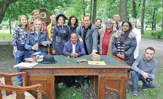 Perumbadavam Sreedharan along with Russian actors, Vladimir Posnikov and Oksanas Karmishina at St. Petersburg in Russia. Perumbadavam Sreedharan along with Russian actors, Vladimir Posnikov and Oksanas Karmishina at St. Petersburg in Russia.